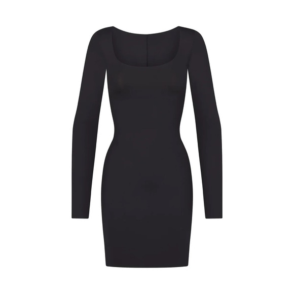 NWT SKIMS Body Long Sleeve Slip Dress 4113‎ Size S Onyx black SOLD OUT - Picture 1 of 6